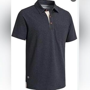 NWT VEBOON Men's Polo Shirts Short Sleeve Cotton Blend Heather Moisture Shirts
